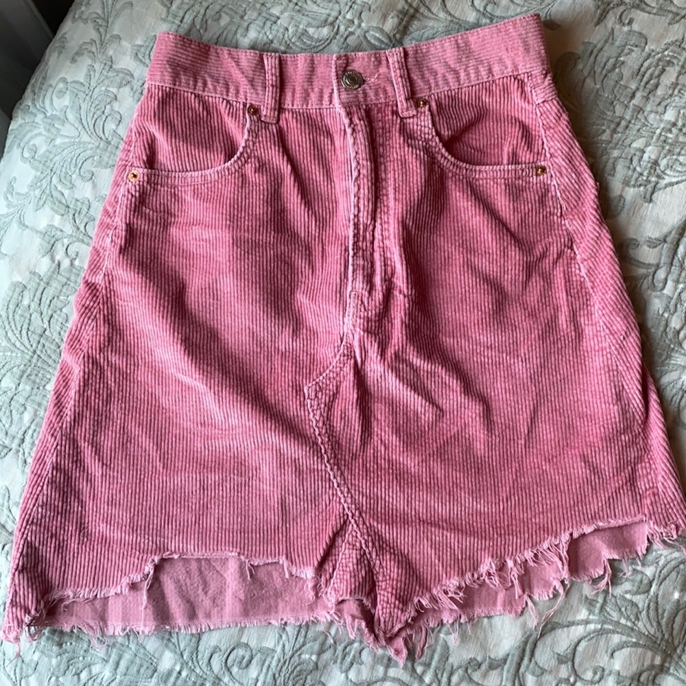 Zara pink corduroy distressed skirt size XS